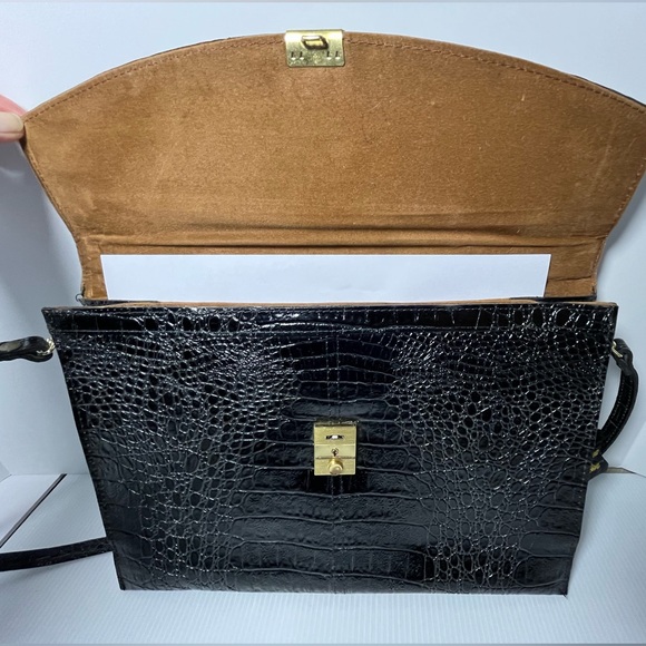Vintage Genuine Reptile Embossed Patent Leather Small Briefcase/Shoulder Bag - Picture 4 of 16